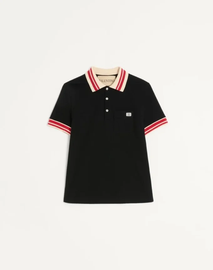 Polo de piqué de algodón con parche Vlogo Polo de piqué de algodón con parche Vlogo