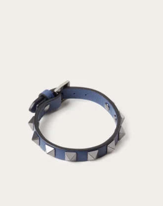 Pulsera de piel Rockstud con tachuelas de rutenio Pulsera de piel Rockstud con tachuelas de rutenio