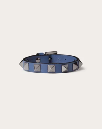 Pulsera de piel Rockstud con tachuelas de rutenio Pulsera de piel Rockstud con tachuelas de rutenio