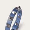 Pulsera de piel Rockstud con tachuelas de rutenio