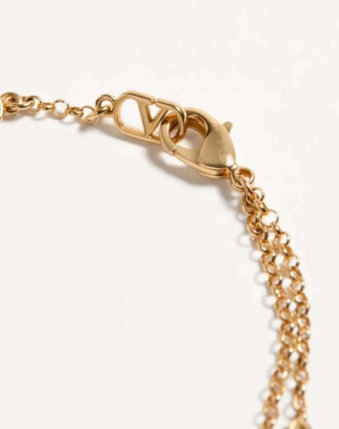 Pulsera Vlogo Signature de metal, perlas y cristal moleteado