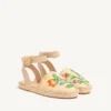 Sandalias Bribri de rafia con bordado floral