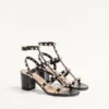 Sandalias con correa al tobillo Rockstud de piel de becerro de 60 mm