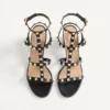 Sandalias con correa al tobillo Rockstud de piel de becerro de 60 mm