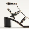 Sandalias con correa al tobillo Rockstud de piel de becerro de 60 mm