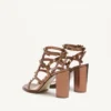 Sandalias con correa al tobillo Rockstud de piel de becerro metalizada y tacón de 90 mm