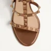 Sandalias con correa al tobillo Rockstud de piel de becerro metalizada y tacón de 90 mm