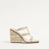 Sandalias con cuña Rockstud en napa laminada con bordado Cornely 100 mm
