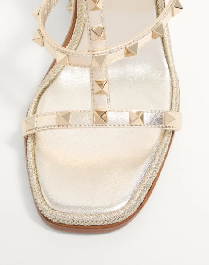 Sandalias con cuña Rockstud en napa laminada con bordado Cornely 100 mm