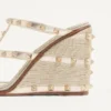 Sandalias con cuña Rockstud en napa laminada con bordado Cornely 100 mm