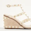 Sandalias con cuña Rockstud en piel de becerro con bordado Cornely 80 mm