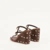 Sandalias con cuña Rockstud en piel de becerro con bordado Cornely de 100 mm