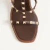 Sandalias con cuña Rockstud en piel de becerro con bordado Cornely de 100 mm