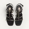 Sandalias con cuña Rockstud en piel de becerro con bordado de cuadros de 80 mm