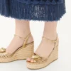 Sandalias con cuña Royal en piel napa metalizada 100 mm Sandalias con cuña Royal en piel napa metalizada 100 mm