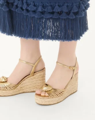Sandalias con cuña Royal en piel napa metalizada 100 mm