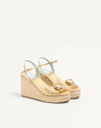 Sandalias con cuña Royal en piel napa metalizada 100 mm