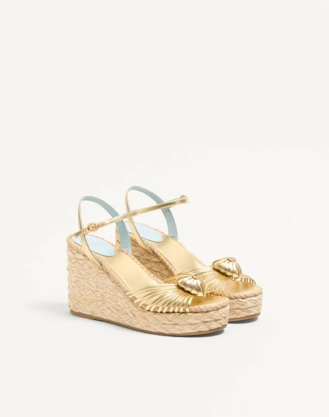 Sandalias con cuña Royal en piel napa metalizada 100 mm Sandalias con cuña Royal en piel napa metalizada 100 mm