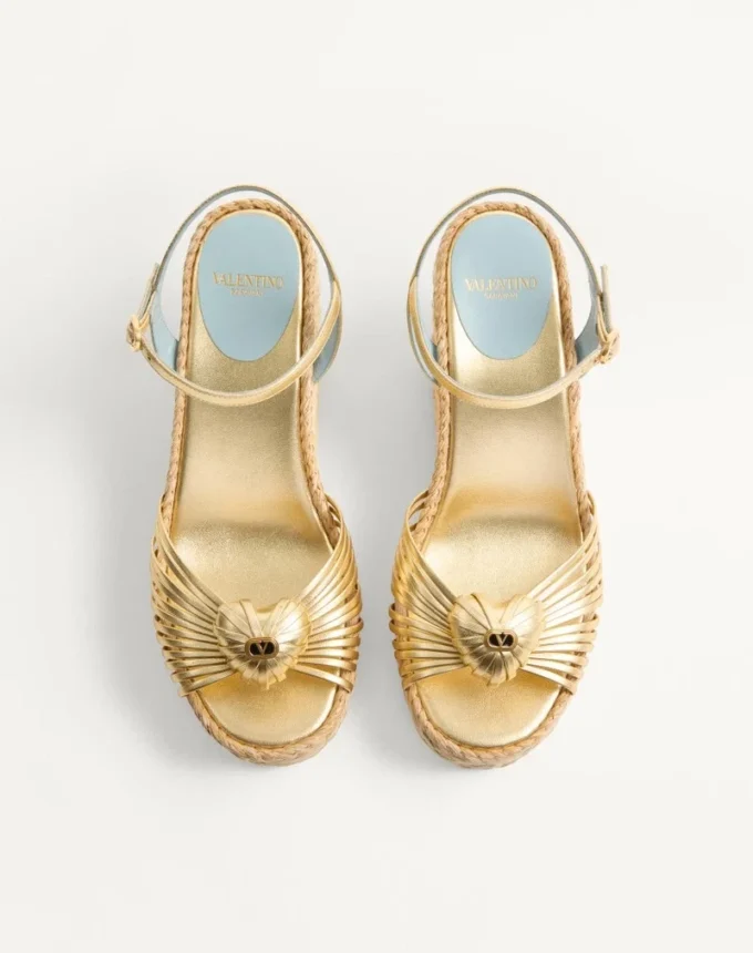 Sandalias con cuña Royal en piel napa metalizada 100 mm Sandalias con cuña Royal en piel napa metalizada 100 mm