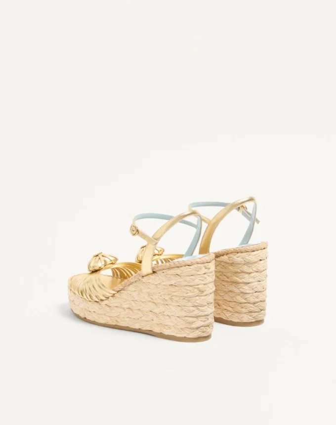 Sandalias con cuña Royal en piel napa metalizada 100 mm Sandalias con cuña Royal en piel napa metalizada 100 mm