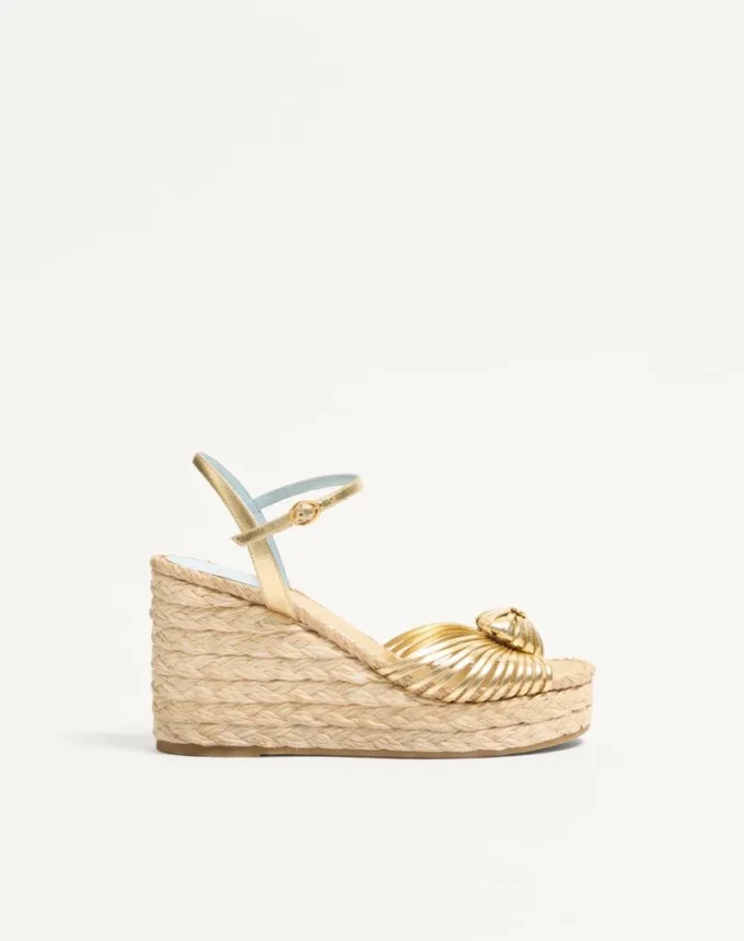 Sandalias con cuña Royal en piel napa metalizada 100 mm Sandalias con cuña Royal en piel napa metalizada 100 mm