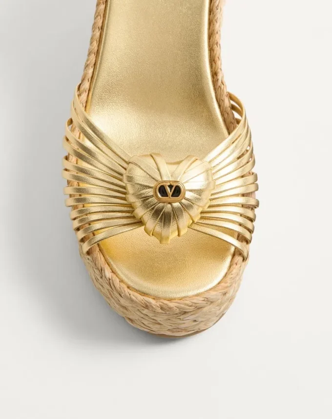 Sandalias con cuña Royal en piel napa metalizada 100 mm Sandalias con cuña Royal en piel napa metalizada 100 mm