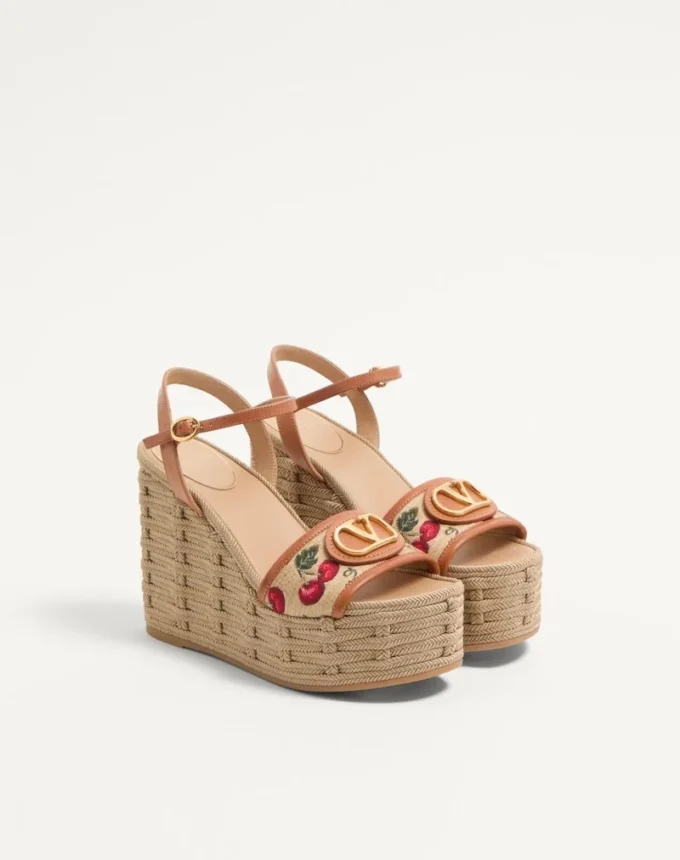 Sandalias con cuña Vlogo Signature con estampado Cherryfic de 120 mm