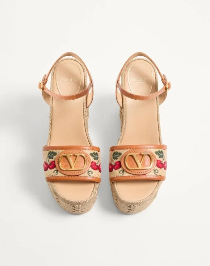 Sandalias con cuña Vlogo Signature con estampado Cherryfic de 120 mm