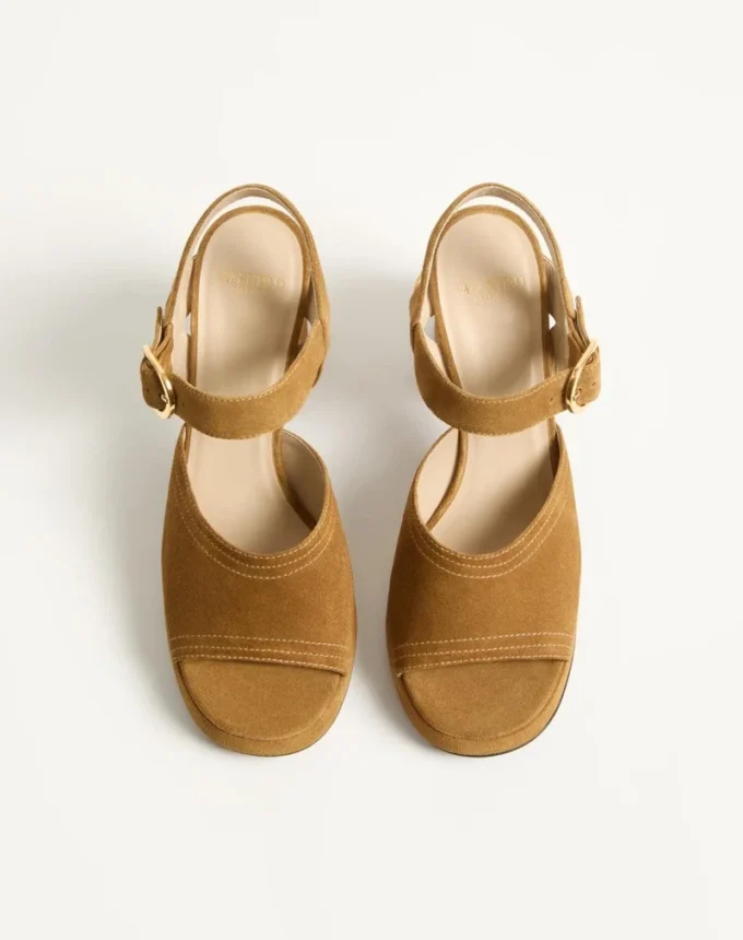 Sandalias con plataforma Fawcette de piel crustada de 100 mm Sandalias con plataforma Fawcette de piel crustada de 100 mm