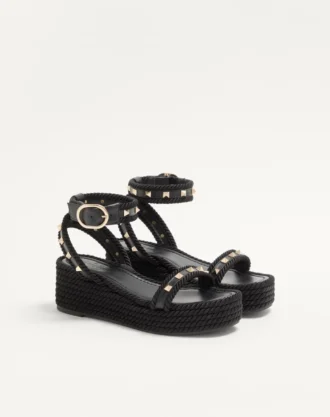 Sandalias con plataforma Rockstud de piel de becerro de 45 mm