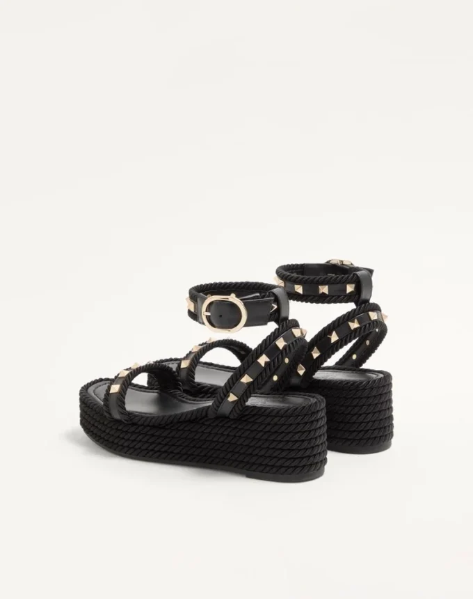 Sandalias con plataforma Rockstud de piel de becerro de 45 mm Sandalias con plataforma Rockstud de piel de becerro de 45 mm