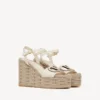 Sandalias de cuña con aberturas Vlogo en piel de becerro 110 mm Sandalias de cuña con aberturas Vlogo en piel de becerro 110 mm