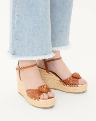 Sandalias de cuña Royal de piel de cabrito de 100 mm