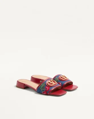 Sandalias de denim con plataforma Vlogo Signature y bordado Cherryfic de 20 mm
