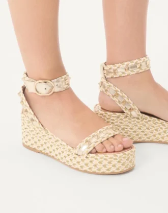 Sandalias de plataforma Rockstud en napa laminada de 45 mm