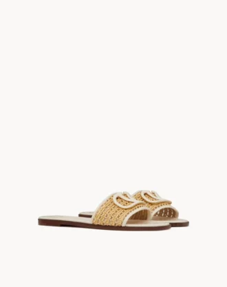 Sandalias de rafia tejida con el logotipo VLogo Signature de 80 mm
