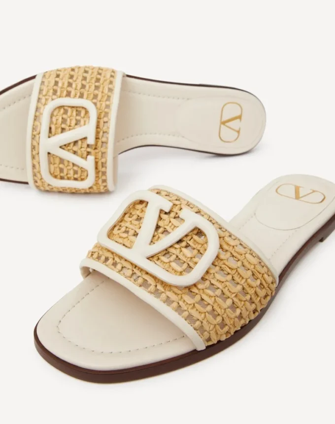 Sandalias de rafia tejida con el logotipo VLogo Signature de 80 mm Sandalias de rafia tejida con el logotipo VLogo Signature de 80 mm