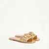Sandalias deslizantes de piel metalizada con el logotipo VLogo y bordado Cornely