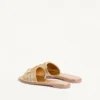 Sandalias deslizantes de piel metalizada con el logotipo VLogo y bordado Cornely