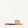 Sandalias deslizantes de piel metalizada con el logotipo VLogo y bordado Cornely