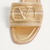 Sandalias deslizantes de piel metalizada con el logotipo VLogo y bordado Cornely