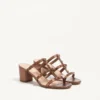 Sandalias deslizantes Rockstud de piel de becerro metalizada con tacón de 60 mm