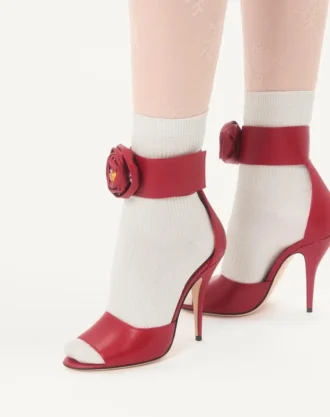 Sandalias Drip Rose de piel de cabrito con cristales de 105 mm