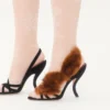 Sandalias Fetishique de terciopelo con hoja de pelo de 105 mm