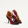 Sandalias Fetishique de terciopelo con hoja de pelo de 105 mm