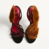 Sandalias Fetishique de terciopelo con hoja de pelo de 105 mm