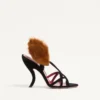 Sandalias Fetishique de terciopelo con hoja de pelo de 105 mm