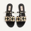 Sandalias Rockstud con bordado de rafia a cuadros Sandalias Rockstud con bordado de rafia a cuadros