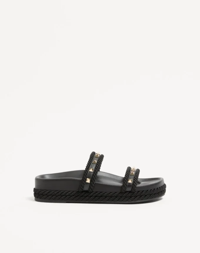 Sandalias Rockstud Slide en piel de becerro 20 mm