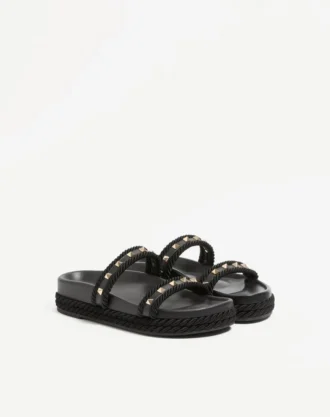 Sandalias Rockstud Slide en piel de becerro 20 mm Sandalias Rockstud Slide en piel de becerro 20 mm
